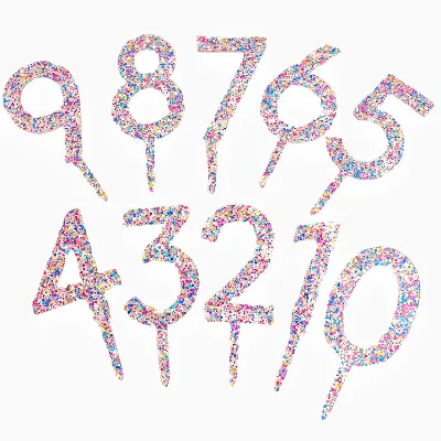 Good Quality Age Number Cake Topper Number Acrylic Cake Topper Sticks for Baby Kids Birthday Party Cake Decoration