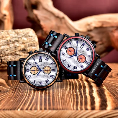 Quickshipment Top Brand Personalized Wooden Watches for Men Waterproof Customized Own Brand Wood Watch Box Business Coin Gift