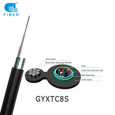 GL Aerial Armored Self-supporting Figure 8 Cable 2 4 6 8 12 16 24 Core GYXTC8S Armored Fiber Optical Cable