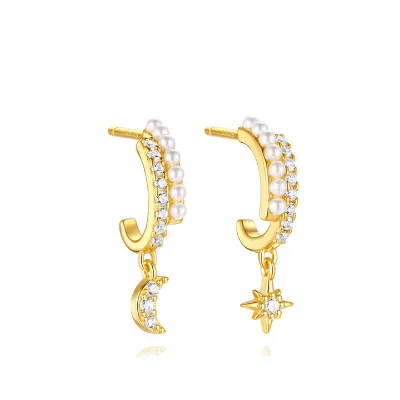 Bulk Hoop Hypoallergenic Earings Girls Sterling Silver 925 Pearl Drop Earrings