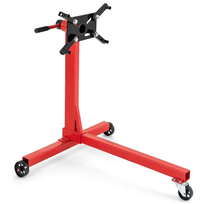 Steel Rotating Wheeled Engine Stand with Adjustable Rotating Head Folding Frame for Vehicle Repair Maintenance Restoration