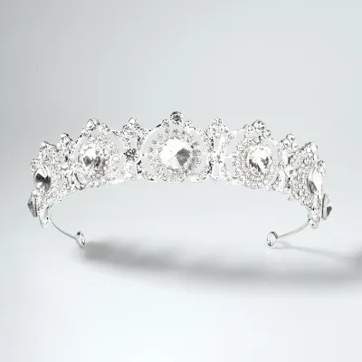 Round Crystal and Diamond Bridal Headband Womens Bridal Party Crown