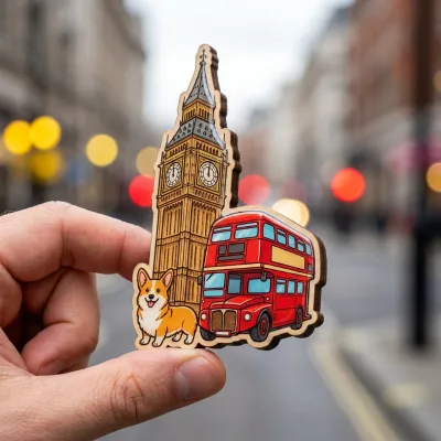 Custom Wooden Epoxy Fridge Magnet Laser Cut, Personalized 2D 3D Logo Carved Souvenir Refrigerator Magnet Promotional Wood Magnet
