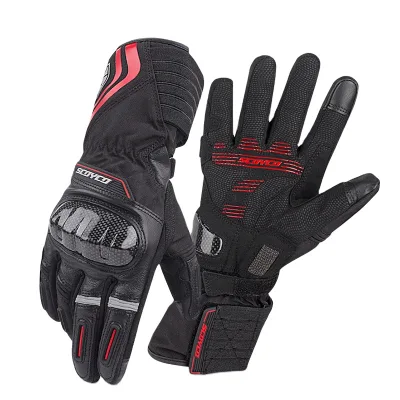 Protective Winter Motorcycle Gloves-Waterproof Warm Anti-Slip Durable Touchscreen Carbon Fiber Material Comfortable Fit