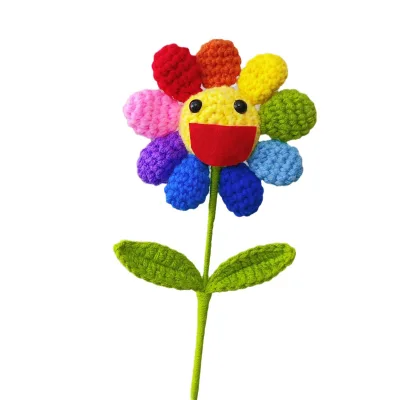 Handmade Rabbit Bouquet Crochet Finished Sunflower Candied Hawthorn for Teachers' Day Graduation Christmas Valentine's Day