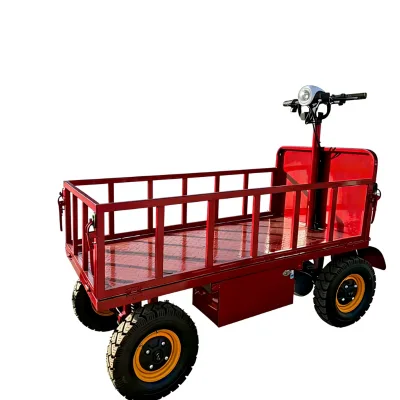 Customized Color Electric Four Cargo Handcart Factory Direct Supply Large Capacity 1000kg Load Stainless Steel Iron Ranch
