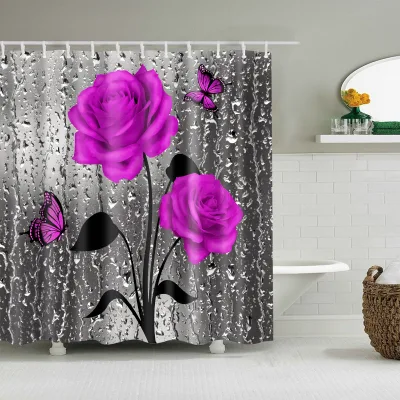 DaiRui Best Selling  African American Shower Curtains, Bathroom Shower Curtain Set Rose
