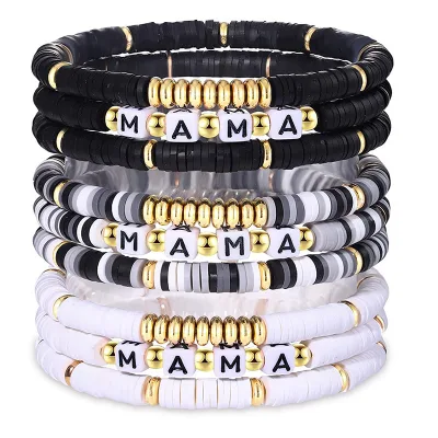 New Design Hotsale Customized Clay Beaded Bracelet Jewelry Set for MAMA Mother's Day Gift