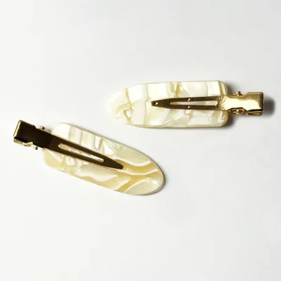 New Simple Teardrop-shaped Seamless Marble Pattern High-end Acetate Hair Clips