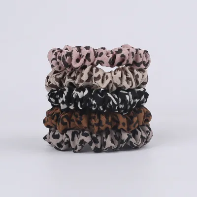 European Style Fabric Leopard Print Simple Versatile Sweet Cool Girl Hair Accessories Hair Scrunchies