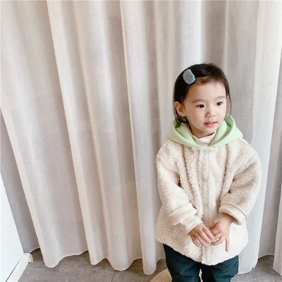 New Female Infant Thickened Fur Integrated Children's Jacket, Fashionable Single Breasted Children's Windproof Jacket