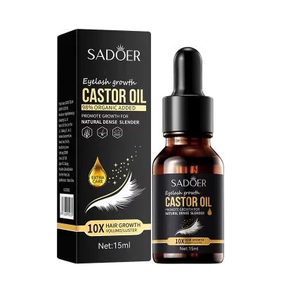 SADOER Castor Oil Eyelash Growth Serum Organic Nourishing Lash Care Moisturize Strengthen Thin Eyelashes Boost Lash Volume