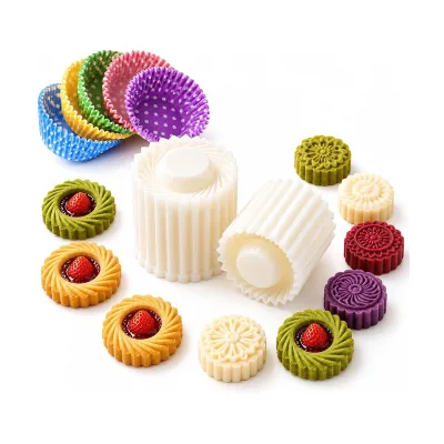 New Push-button Sunflower Patterned Round Hand-Press Mooncake Double Ended Pastry Mold Cake Baking Tools
