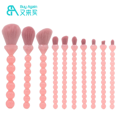 New Design Makeup Tools Gift Sets Kit pink Make up Brushes Set Unique Diamond Pearl Shape pink Jade 10pcs Makeup Brush Set