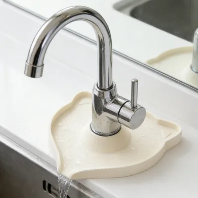 Fast Self-Draining Mat Premium Kitchen Sink Splash Faucet Guard Silicone Sink Faucet Mat Faucet Mat for Kitchen Sink