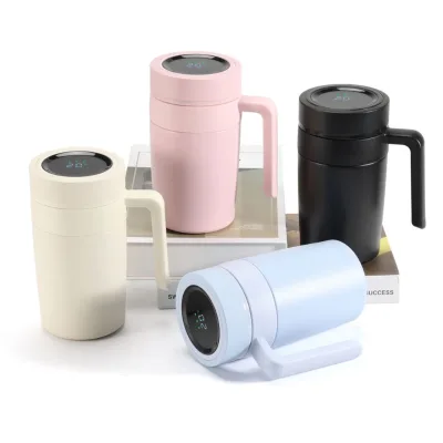 New Design Smart LED Temperature Display Double Wall Stainless Steel 316 Vacuum Coffee Mug with Handle for Adults