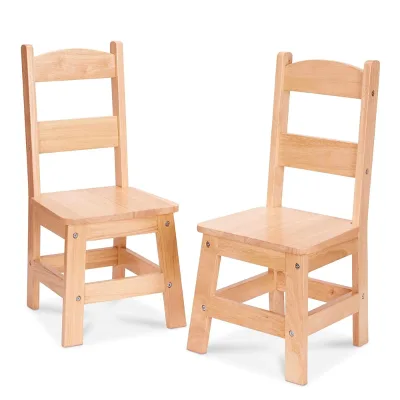Wooden Chairs, Set of 2 - Blonde Furniture for Playroom - Kids Wooden Chairs, Children's Wooden Playroom Furniture