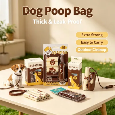Portable Eco-Friendly Biodegradable Durable Clip Holder Hands-Free Pet Dog Poop Bag Plastic Bag with Chocolate Scent