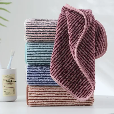 Bamboo Charcoal Fiber Coral Fleece Eco-Friendly Pinstriped Kitchen Dishwashing Towel Large Size Thickened Lint-Free Cleaning