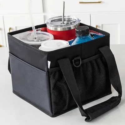 Reusable Drink Carrier with Handle 4 Cup Portable Leakproof Foldable Water Bottle Holder Bag Insulated Portable Cup Holder