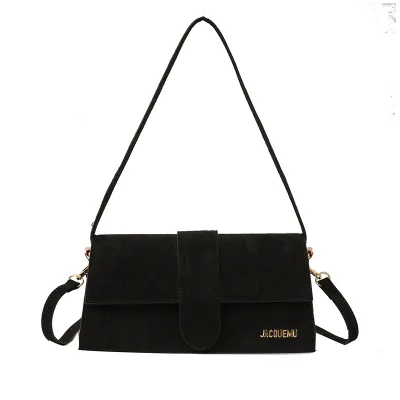 2025 Women's Trendy PU Polyester Single Shoulder Bag Small Square Korean Fashion Matte Crossbody Texture Letter Button Closure
