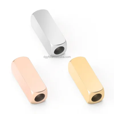 Stainless Steel Blank Square Tube Bead Custom Logo Metal Charm Bead Spacer for Jewelry Making Bracelet DIY Bead