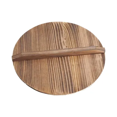 Natural Fir Wood Wok Lid Lightweight Handle Anti-Hot Anti-Spillover Kitchen Accessories for Stir Fry Pan Wooden Cookware Parts