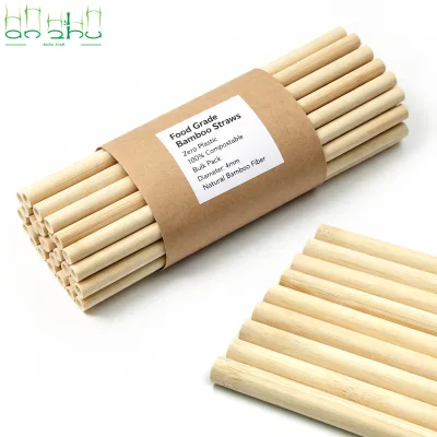 Food Grade Natural Color Bamboo Straw Reusable High Quality Bamboo Straws Custom Packing