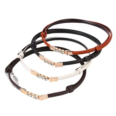Ladies Adjustable Thin Belts for Women Fashion Skinny Coat Dress Waist Belt Metal Hook Buckle Waistband
