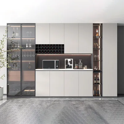 Professional Corner Wine Cabinet Wine Display Cabinet Design Glass Modern Restaurant Furniture Display Racks Wine Wooden Case