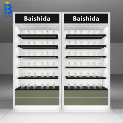 Custom-designed Plywood Lacquered Perfume Display Racks for Small Retail Perfume Shops; Modern Design Perfume Display Cabinets.
