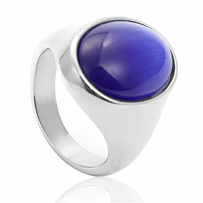 Titanium Steel Multi-color Gemstone Ring Jewelry Cool Men Boys Retro Punk Men Stone Rings