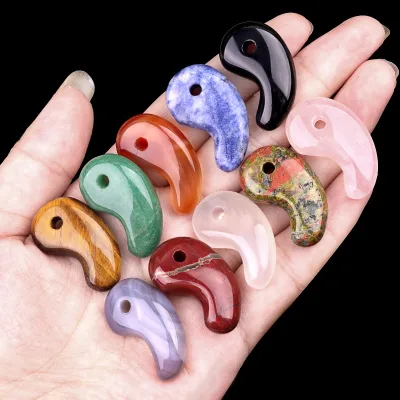 30x16mm Natural Stone Bead Pendants Comma Shape Polished Crystal Agate Magatama Charms for Jewelry Making Necklace Bracelet