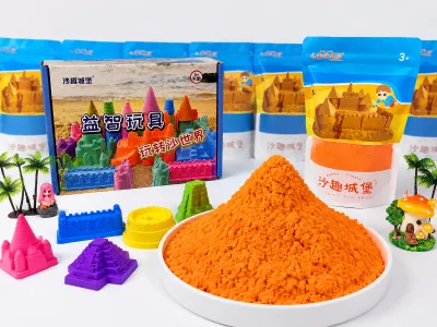 Orange Space Sand Set 600g/box, Inflatable Sand Table Air Pump, 6 Molds, Non-stick, Safe, Environmentally Friendly and Non-toxic