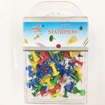 Colorful Transparent Push Pins for Kindergarten 60/100 Piece Boxed Cork Board Paper Clips with Plastic Heads