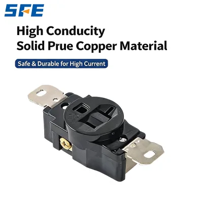 SFE Single Gang Short Receptacle, 5-20R 20A 125V NEMA Locking Receptacle Anti-Drop American Standard Industrial Plug Socket