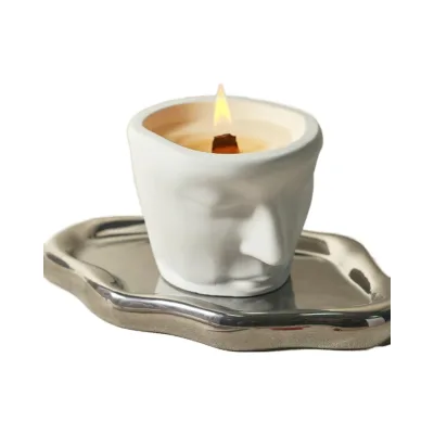 Abstract Portrait Art DIY Human Face Storage Dish Resin Casting Mold Home Decoration Plaster Candle Cup Crafts for Thanksgiving