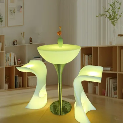 16 Color LED Round Outdoor Bar Stools Colorful Changing Plastic with Comfortable Seat & Stylish LED Effects Stools bar Chair