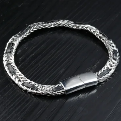 Stainless Steel Jewelry for Women Men Leather Bracelet Stainless Steel Bracelet Man Bracelet Jewelri Bijoux En Acier Inoxydable