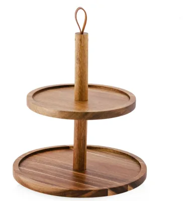 2024 Wedding 2-Tier Wood Cake Stand Cupcake Stands Macaron Plate Cakes Desserts Fruits Snack Candy Buffet Display