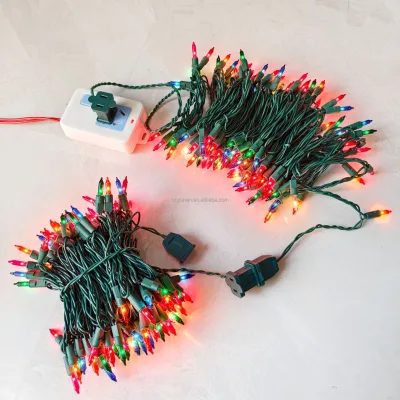 Colorful String Lights IP65 Waterproof 10m Length Flashing Pull-String Bulbs New Year Christmas Holiday Lights