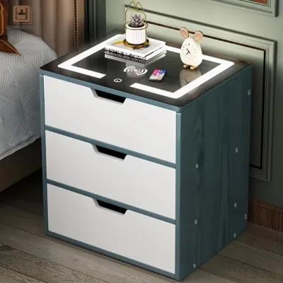 High-End Solid Wood to Create a Multi-Functional Intelligent Bedside Table, Practical Wireless Charging Convenient