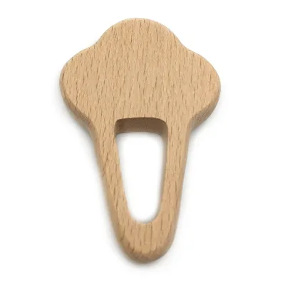 In Stock Eco-friendly Natural Beech Wood Kids Nursing Pendant Molar Teething Toys Wooden Ice Cream Teether