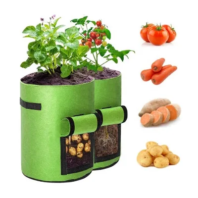 Felt Growbag for Plants 5/10/100 Gallon Grow Bags Heavy Duty 300G Thickened Nonwoven Plant Fabric Pots with Handles