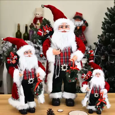 Customized Christmas Standing Santa Claus Dolls for Home Christmas Party Festival Holiday Decoration