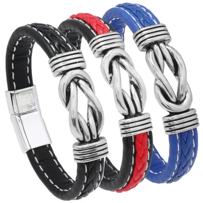 Sports Fashion Accessories Irregular Pattern Accessories Men's Leather Bracelets Stainless Steel Combination Souvenirs