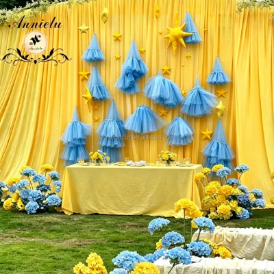 ANNIELU Factory Cloud Shape Curtain Ceiling Mesh Hanging Multi-layer Fluffy Cake Tulle Drapery for Wedding Party Birthday Decor