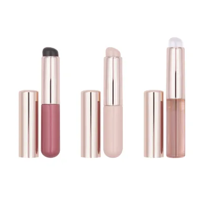 Q Soft Silicone Lipstick Concealer Brush Lid Small Head Portable Mini Lips Unisex Cross-border Foreign Trade Wood Handle