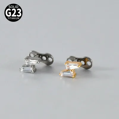 F136 Titanium Lightning CZ Dermal Anchor Top Surface Piercing Jewelry Micro Dermal Implant Jewelry for Studios & Brands