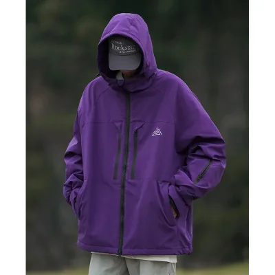 S-XXXXXL Plus Size Men's Waterproof Ski Jacket Winter Coat Windproof Fleece Oversize Outdoor Coat Bag Type 5XL Plain Color